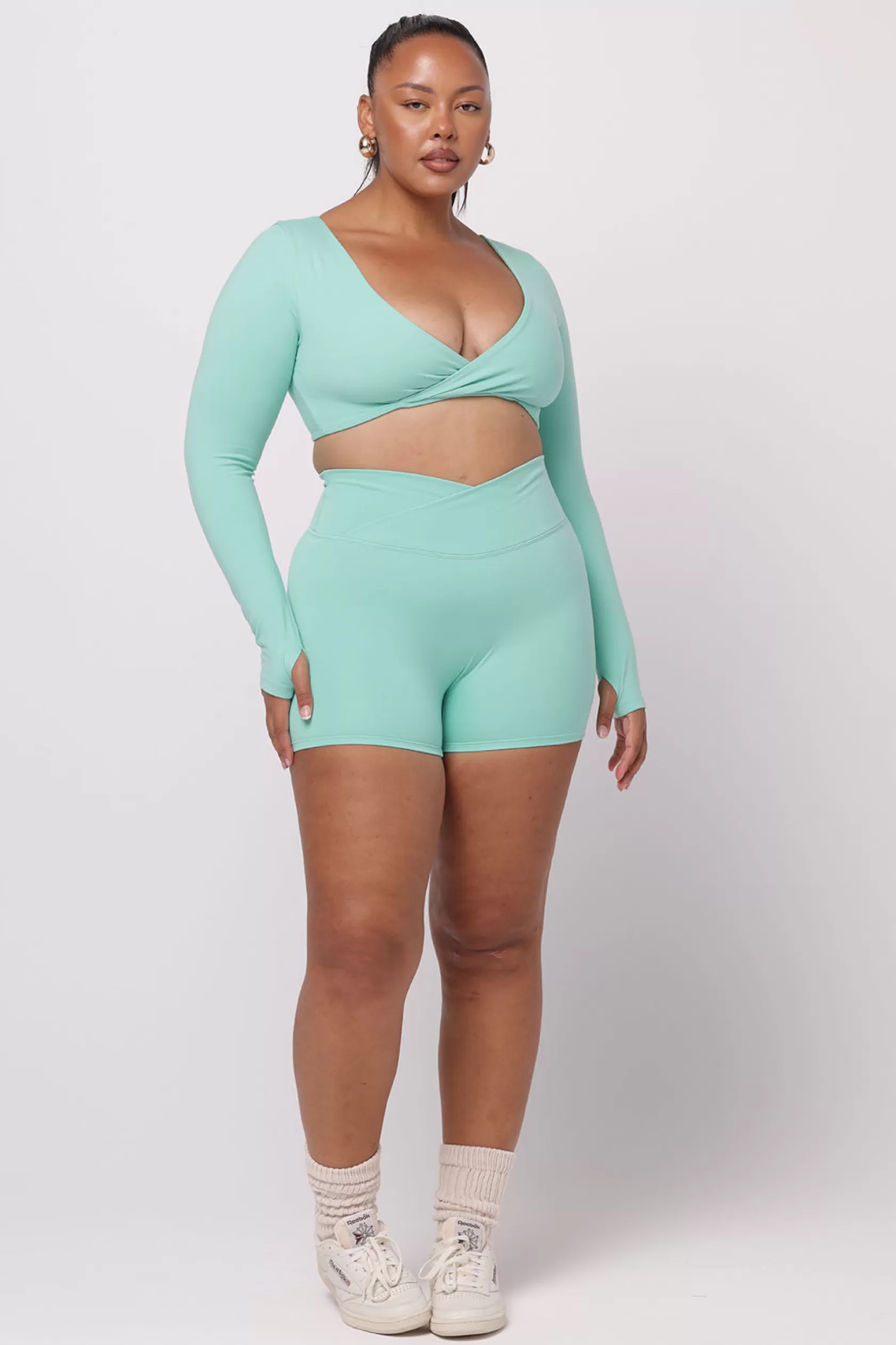 SASKI Tops>Aurora Long Sleeve Crop | Aquamarine