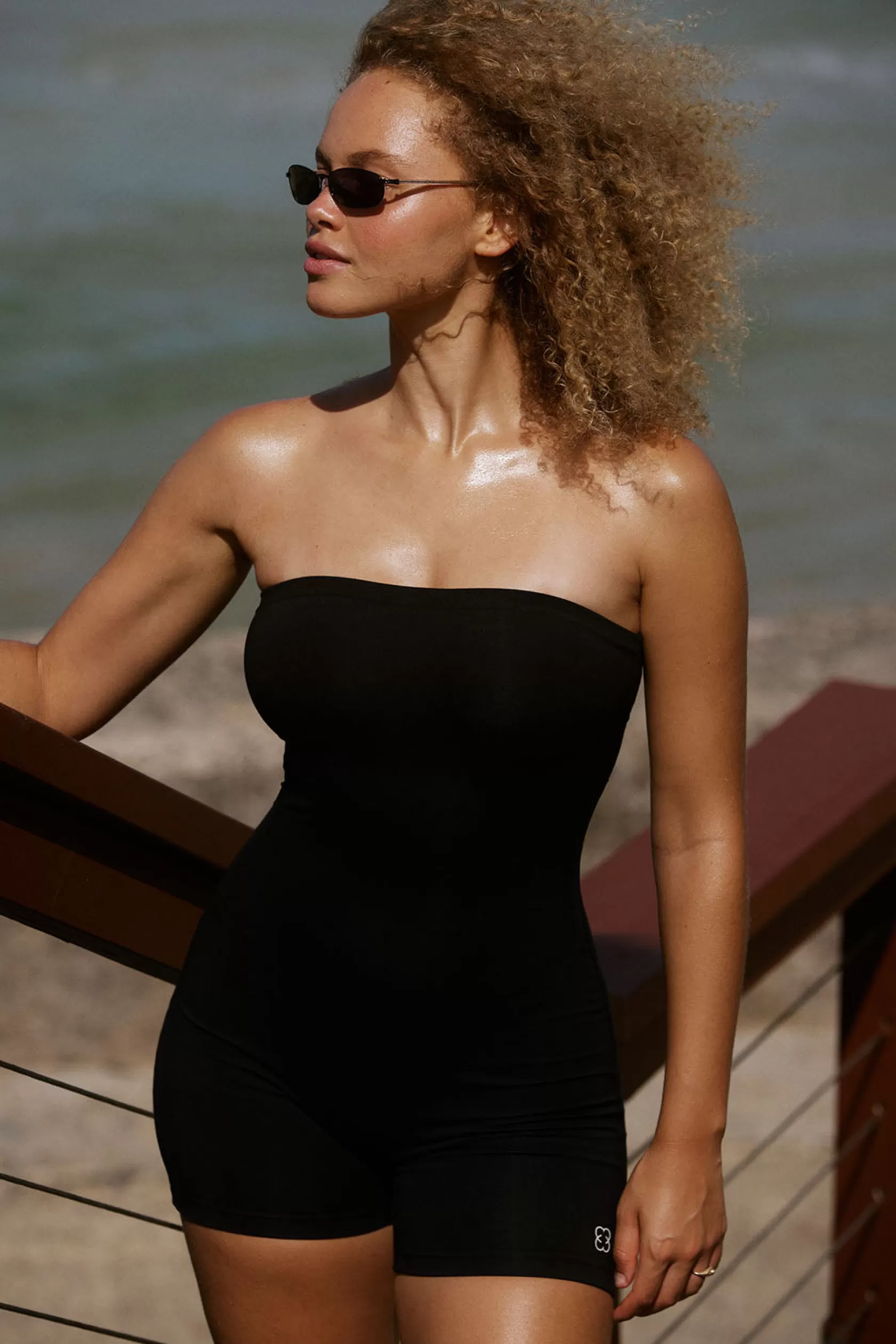 SASKI Bodysuits>Bandeau Bodysuit | Black