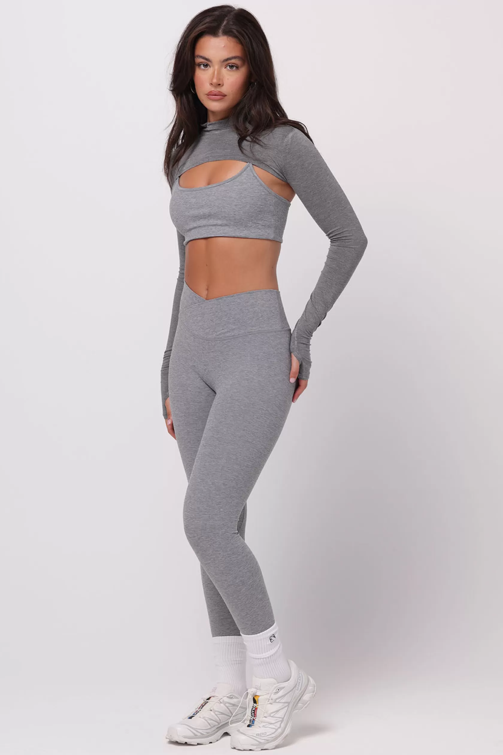 SASKI Tops | Boleros>High Neck Shrug | Grey Marle GreyMarle